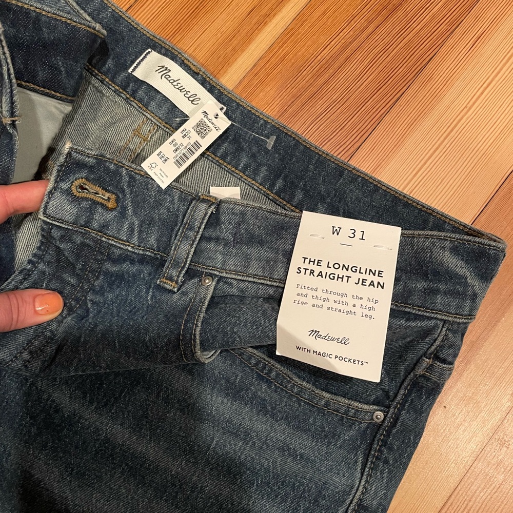 Madewell Blue Longline Straight Jeans
